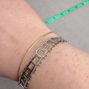 Women’s Greek Key Silver Bracelet, 7.25” long.